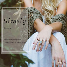Carica l'immagine nel visualizzatore di Gallery, Simsly - Anelli vintage a forma di stella e luna, in argento, per donne e ragazze (set da 12 pezzi)