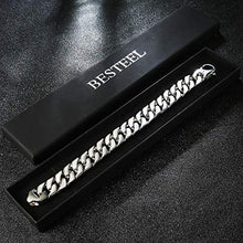 Carica l'immagine nel visualizzatore di Gallery, BESTEEL Acciaio Inox Bracciali Uomo Semplice Catena Cubana Bracciale Grossa... - Ilgrandebazar