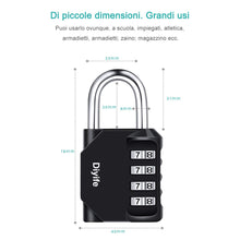 Carica l'immagine nel visualizzatore di Gallery, Lucchetto Combinazione, [Confezione Da 2] [Nuova Versione] Diyife Nero - Ilgrandebazar