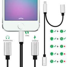 Carica l'immagine nel visualizzatore di Gallery, Rovtop 2 in 1 Adattatore Cuffie Ricarica, per 7/ 7Plus, 8/ 8Plus, X, può... - Ilgrandebazar