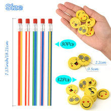 Carica l'immagine nel visualizzatore di Gallery, FEPITO gadget compleanno bambini 62 pezzi, 32 pcs erasers+30 pencils, blu - Ilgrandebazar