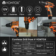 Carica l'immagine nel visualizzatore di Gallery, V VONTOX Trapano Avvitatore a Batteria, 12 V, a 2... - Ilgrandebazar