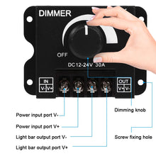 Carica l'immagine nel visualizzatore di Gallery, Regolatore dimmer, 12V-24V Interruttore led 30A Funzionamento manuale per...
