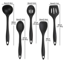 Carica l'immagine nel visualizzatore di Gallery, joyoldelf Set da Cucina in Silicone 5 Pezzi - Spatole, 11.4*3.2*3.9, Nero - Ilgrandebazar
