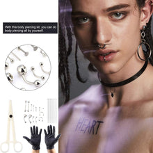 Carica l'immagine nel visualizzatore di Gallery, 20 pezzi/set Kit professionale per body piercing, aghi piercing in acciaio