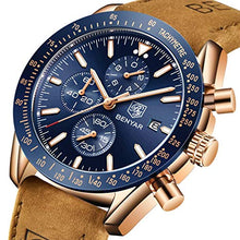 Carica l'immagine nel visualizzatore di Gallery, Benyar impermeabile cronografo orologi moda casual cinturino Marrone Blu - Ilgrandebazar