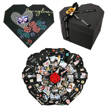 Carica l'immagine nel visualizzatore di Gallery, YILEEY Explosion Box A Forma di Cuore, Creativo Fai da Te Scatola Nero - Ilgrandebazar