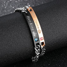 Carica l'immagine nel visualizzatore di Gallery, Keybella Coppia Bracciali Braccialetto Lui &amp; Lei, His Kingqueen-nerogold - Ilgrandebazar
