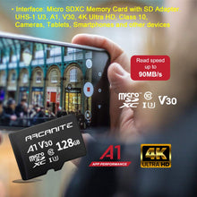 Carica l'immagine nel visualizzatore di Gallery, ARCANITE AKV30A1128 microSDXC - Scheda di memoria con adattatore SD, 128 GB - Ilgrandebazar