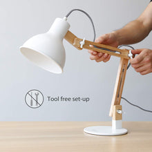 Carica l'immagine nel visualizzatore di Gallery, Tomons lampada da lettura design legno classico, 47cm, Bianco - Ilgrandebazar
