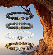 Carica l'immagine nel visualizzatore di Gallery, BESTEEL Gioielli 4PCS Bracciali Perle Roccia Lavica per Uomo Donna... - Ilgrandebazar