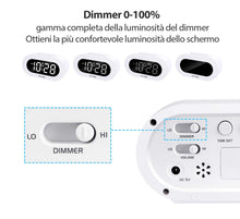 Carica l'immagine nel visualizzatore di Gallery, Reacher LED Sveglia Digitale da Comodino con Funzione Snooze, Dimmer di... - Ilgrandebazar