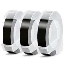 Carica l'immagine nel visualizzatore di Gallery, 3D Nastro Etichette a Rilievo Aken compatibile in 9mm, nero su bianco x 3 - Ilgrandebazar