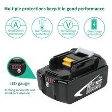 Carica l'immagine nel visualizzatore di Gallery, Powayup 2X 18V 5.5Ah Sostituzione per Makita Batteria BL1860B 5.5Ah, Nero