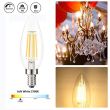 Carica l'immagine nel visualizzatore di Gallery, 10-pezzi-Lampadina Filamento LED Candela - Casquillo E14 - Bianco caldo - Ilgrandebazar