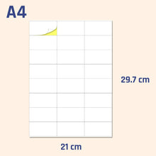 Carica l'immagine nel visualizzatore di Gallery, 70 x 36 mm, 25 fogli, A4 Etichette Adesive 24 per Foglio | 25 Fogli, Bianco - Ilgrandebazar