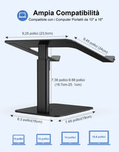 Carica l'immagine nel visualizzatore di Gallery, Babacom Supporto PC Portatile, Laptop Stand Ergonomico in Alluminio, Ventilato Porta PC con 8 Tipi di Angoli Regolabili, Compatibile con Computer/MacBook/Air/PRO/Microsoft Surface, 10"-16" (Nero)