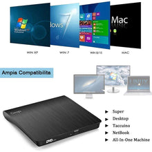 Carica l'immagine nel visualizzatore di Gallery, Masterizzatore DVD CD Externo, Cocopa Unità 3.5 x 2.6 x 0.3 inches, Black-G - Ilgrandebazar