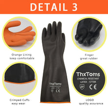 Carica l'immagine nel visualizzatore di Gallery, ThxToms - Resistenti guanti in lattice, resistono a forti acidi, 55cm, Black - Ilgrandebazar
