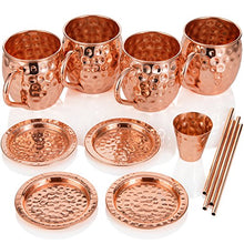 Carica l'immagine nel visualizzatore di Gallery, Bicchieri di rame Moscow Mule Include 4 bicchieri, 4 sottobicchieri, 4... - Ilgrandebazar