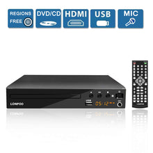 Carica l'immagine nel visualizzatore di Gallery, LONPOO Lettore DVD Compatto 1~6 Regione Libera (Porto HDMI, USB, RCA, Nero - Ilgrandebazar