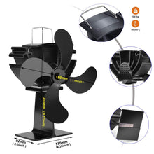 Carica l'immagine nel visualizzatore di Gallery, Ventilatore per camini a legna - Ventola stufa a 4 pale, con Nero