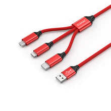 Carica l'immagine nel visualizzatore di Gallery, GIANAC Multi Cavo di Ricarica, [1.5M] 3 in 1 Nylon Cavetto Micro Rosso - Ilgrandebazar