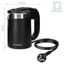 Carica l'immagine nel visualizzatore di Gallery, Navaris Mini Bollitore Acqua da Viaggio 0,5L - Boiler Piccolo Nero - 2019 - Ilgrandebazar