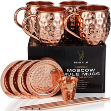 Carica l'immagine nel visualizzatore di Gallery, Bicchieri di rame Moscow Mule Include 4 bicchieri, 4 sottobicchieri, 4... - Ilgrandebazar