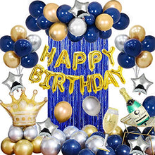 Carica l'immagine nel visualizzatore di Gallery, MMTX Feste di Compleanno con Blu Argento Oro Palloncini per Uomini Donne...