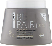 Carica l'immagine nel visualizzatore di Gallery, Alama Professional REPAIR Maschera Ristrutturante per Capelli Danneggiati e Sfibrati 500 ml