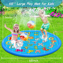 Carica l'immagine nel visualizzatore di Gallery, aovowog Tappetino Gioco d'Acqua per Bambini,170cm/68'' Splash Pad Sprinkler...