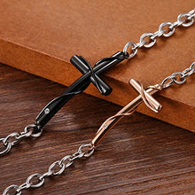 Carica l'immagine nel visualizzatore di Gallery, Cupimatch Coppia Lovers Braccialetto Bracciale Acciaio Inox Croce Nero Oro(1... - Ilgrandebazar