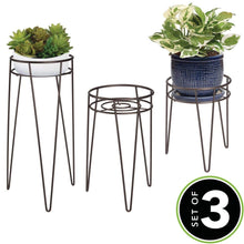 Carica l'immagine nel visualizzatore di Gallery, mDesign Midcentury Set da 3 Portavasi terra in metallo - Bronzo - Ilgrandebazar