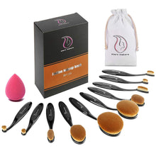 Carica l'immagine nel visualizzatore di Gallery, Start Makers pennelli ovali make up - 10pcs / Set Spazzolino stile black