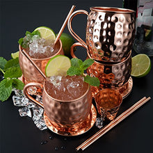 Carica l'immagine nel visualizzatore di Gallery, Bicchieri di rame Moscow Mule Include 4 bicchieri, 4 sottobicchieri, 4... - Ilgrandebazar