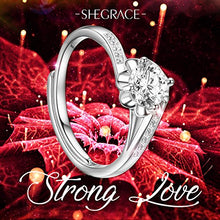 Carica l'immagine nel visualizzatore di Gallery, SHEGRACE Anello da Donna in 925 Argento Puro, Fiore con AAA Cubic Zirconia,... - Ilgrandebazar