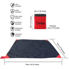 Carica l'immagine nel visualizzatore di Gallery, BeiLan Coperta Mini Pocket picnic bene di (Nero &amp; Rosso) - Ilgrandebazar