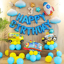 Carica l'immagine nel visualizzatore di Gallery, Ponmoo Foil Palloncini Happy Birthday Banner Kit - Blu, 1happy - Blu