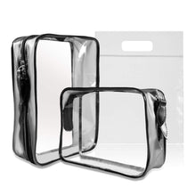 Carica l'immagine nel visualizzatore di Gallery, MOCOCITO 2PC Borsa da Toilette Viaggio Trasparente Approvata Nero [22x10x5cm] - Ilgrandebazar