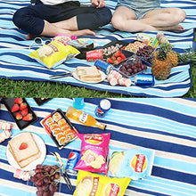 Carica l'immagine nel visualizzatore di Gallery, SaiXuan Coperta da Picnic Impermeabile,Portatile Compatto Pile Strisce Blu