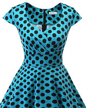 Carica l'immagine nel visualizzatore di Gallery, Bbonlinedress Women's Vintage 1950s cap Sleeve Rockabilly XL, Blue Black Bdot - Ilgrandebazar