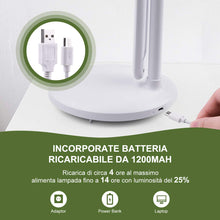 Carica l'immagine nel visualizzatore di Gallery, Lampada Scrivania 36 LED USB, Ricaricabile con 180° Moderno, Bianco