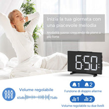 Carica l'immagine nel visualizzatore di Gallery, YISSVIC Sveglia Digitale da Comodino 6.5 Pollici Schermo LED 2 Suoni Bianco - Ilgrandebazar