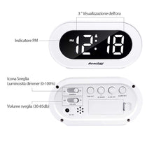 Carica l'immagine nel visualizzatore di Gallery, Reacher LED Sveglia Digitale da Comodino con Funzione Snooze, Dimmer di... - Ilgrandebazar