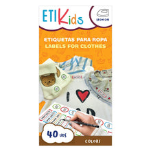Carica l'immagine nel visualizzatore di Gallery, Etikids 40 Etichette termoadesive da STIRARE. Formati e colori vari, colorato - Ilgrandebazar