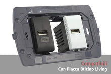 Carica l'immagine nel visualizzatore di Gallery, LEDLUX 2 Pezzi Moduli Compatibile Bticino Living Light Caricatore USB 5V Nero - Ilgrandebazar