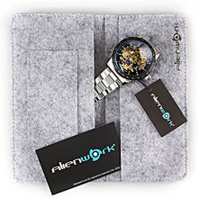 Carica l'immagine nel visualizzatore di Gallery, Alienwork IK Orologio Nero/Movimento D'oro/Cinturino In Metallo Argento - Ilgrandebazar