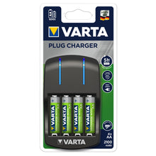 Carica l'immagine nel visualizzatore di Gallery, Varta Plug Charger Caricabatterie per 4 AA/AAA, Include 4 Pile - Ilgrandebazar