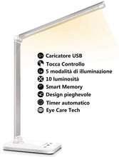 Carica l'immagine nel visualizzatore di Gallery, Lampada da scrivania a LED, lampada tavolo protezione degli occhi, Silver - Ilgrandebazar